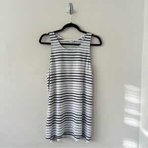 Aritzia-Wilfred Free Black & White Stripe Long Length Tank Top (Size:Large)